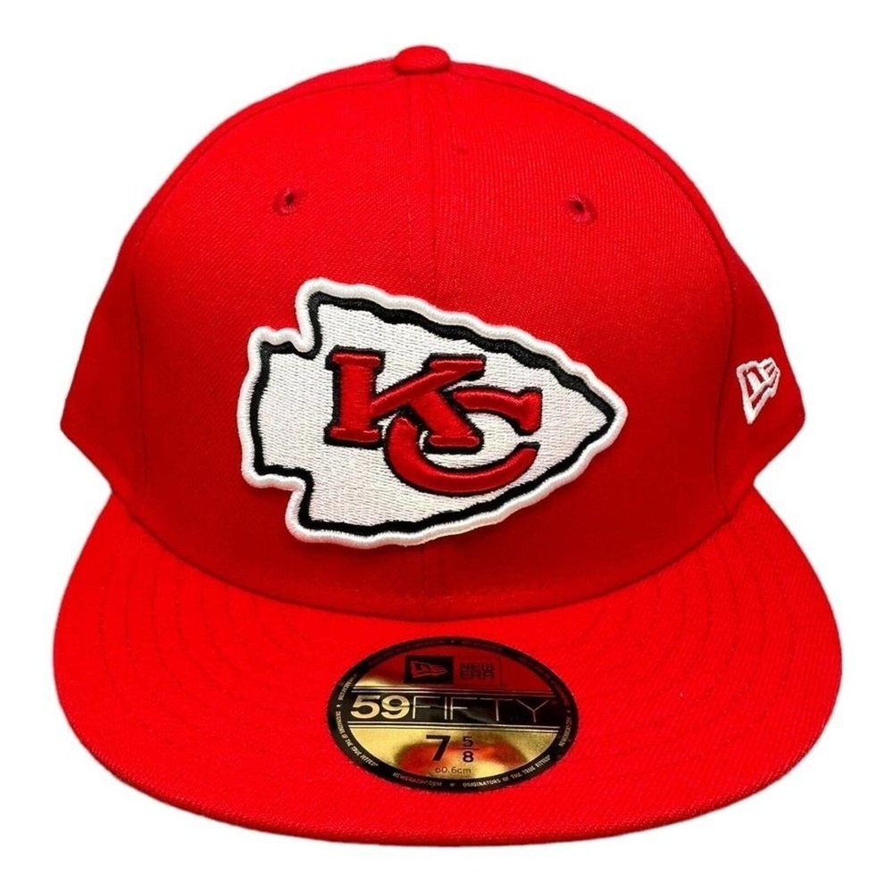 New Era 59FIFTY Fitted Kansas City Chiefs Team Red‎ Hat  Men's Sz 7-5/8